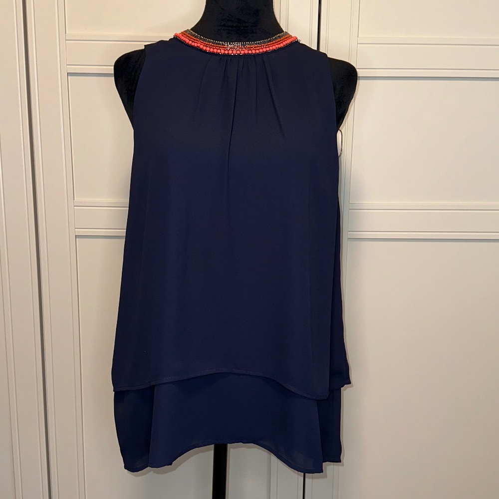 Size 8 tall - J. Crew Tall drapey embellished top with beading
